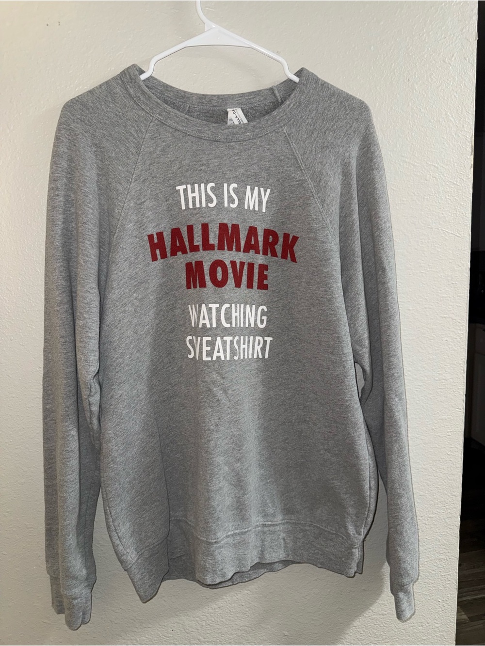Bella Canvas Grey Crewneck with Red and White Hallmark Graphic